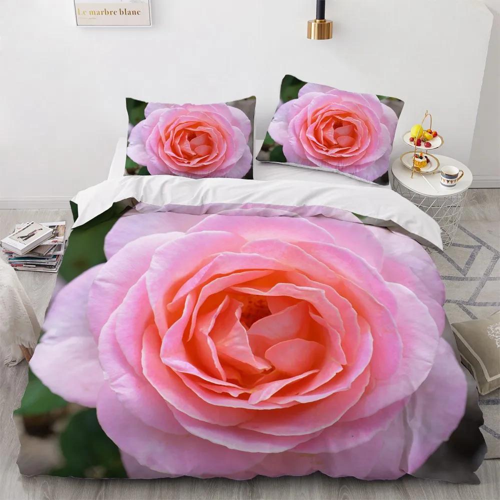 3D Custom Bedding Sets Flower Plant Duvet Quilt Cover Set Comforter Bed Linens Pillowcase King Queen Full Double Hom